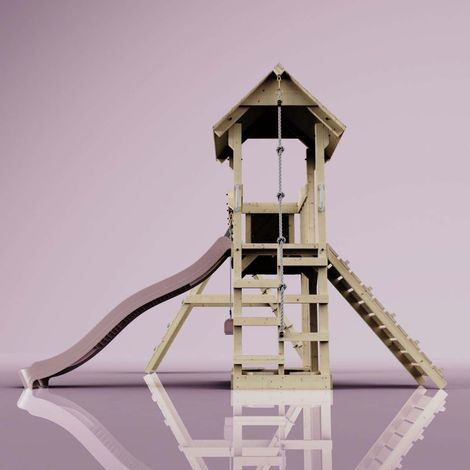 PolarPlay Spielturm Roskilde aus Holz in RosaKinderschaukel (1/5)