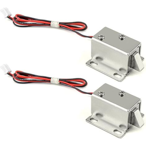 Serrure électromagnétique à solénoïde 12 V, pour porte de coffre-fort, armoire ou placard, lot de 2 (1/5)