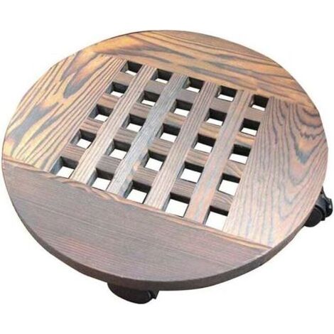 Support Porte Plantes en Bois - Dessous de Pot de Fleur Rond en Bois Massif à roulettes, Mobile Base Porte Fleurs avec Roue Plante Pot de Fleurs Support Caddy(25) (1/4)