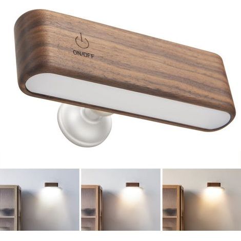 Applique murale LED rechargeable, veilleuse magnétique à luminosité réglable, lampe de lecture tactile rotative à 360° (1/5)
