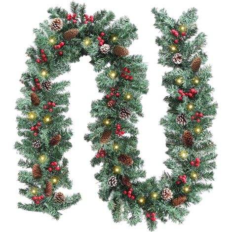 Guirlande De Noël Pré-Éclairée - 274 Cm - Branches En PVC Avec Lumières Led Blanc Chaud - Pour Intérieur Et Extérieur Abrité - 1 Pièce (1/5)