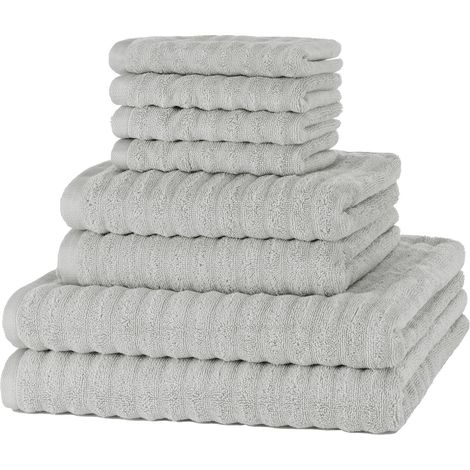 Set de Serviettes Absorbant, Doux et Non Pelucheux éponge de Luxe 100% Coton 590 GSM (Set 8 pc 4 essuies invités, 2 Mains, 2 Serviettes Douche) (1/5)