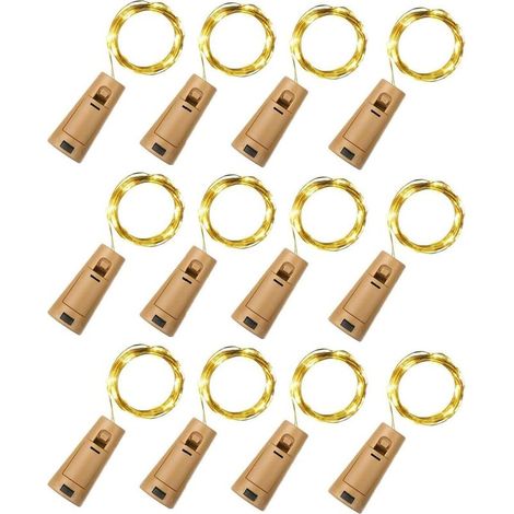 Guirnalda de 12 luces LED para botellas, blanco cálido, 2 m, 20 luces LED para botellas, decoración con cable de cobre para Halloween, Navidad, fiestas, bodas y jardines. (1/5)