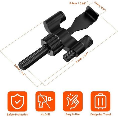Verrou De Porte Portable - Métal Renforcé - Pour Portes Intérieures Alignées Avec Le Cadre - 1 Pièce (1/5)