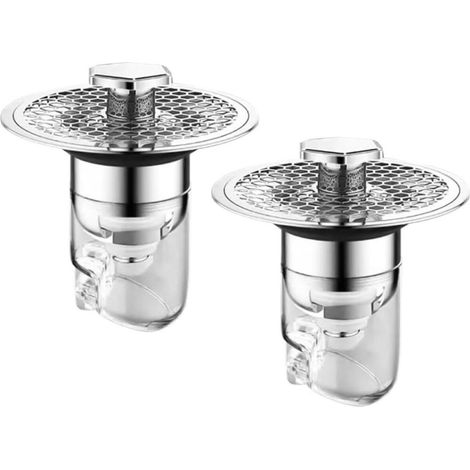 Lot de 2 filtres de vidange universels pour évier de salle de bain, baignoire, évier, filtre d'évier avec attrape cheveux amovible en acier inoxydable (1/5)