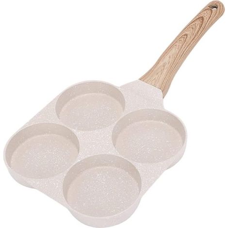 Pfannkuchenpfanne, induktionsgeeignet, 4-Loch-Pfanne, antihaftbeschichtet, Aluminium, fürs Frühstück, weiß (1/5)