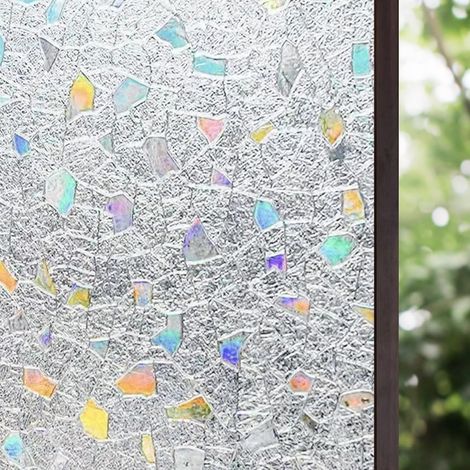 3D Elektrostatische Fensterfolie, Sichtschutzfolie, elektrostatisch haftende Fensterfolie, selbstklebende matte Folie mit buntem Steinmuster, 45 x 200 cm (1/5)