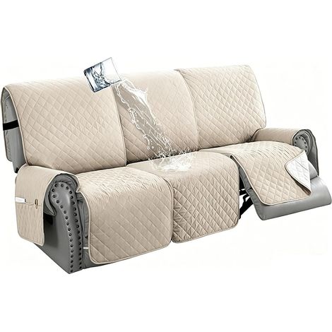 100% Wasserdicht Sesselschoner für Relaxsessel, rutschfest Sofabezug mit Armlehnen und Taschen, Waschbarer Liegestuhlschutz für Hunde, Haustiere, Kinder (1/5)