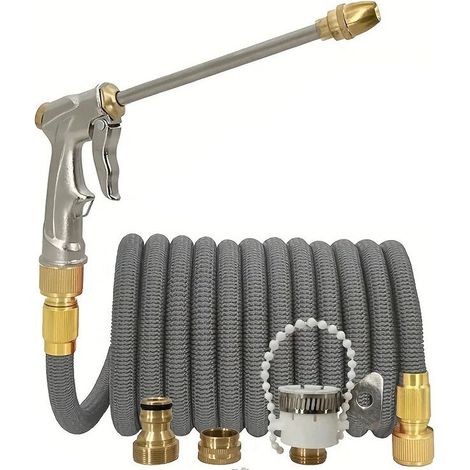 Tuyau d'arrosage extensible + pistolet à longue perche haute pression - pour jardinage, nettoyage de voiture et terrasse(7.5m-22.5m) (1/5)