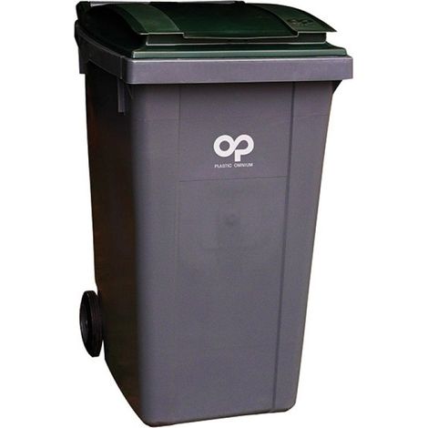 Conteneur à déchets 360 litres sur roues gris vert