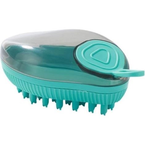 Brosse de bain 2 en 1 pour chien et chat, peigne de massage, avec distributeur de savon et de shampooing, cadeaux (bleu)-yd (1/4)