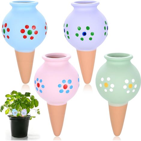Sistema de riego automático de arcilla de 100 ml: riego por goteo automático, apto para macetas, juego de 4 piezas. (1/4)