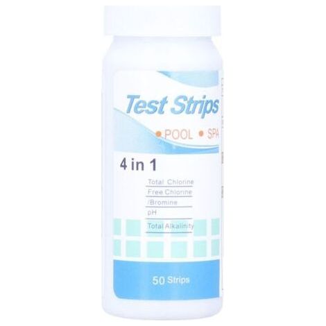 4 in 1 Tester for Swimming Pool and Spa Water, 50 Swimming Pool Test Strips, Swimming Pool Strip, Chlorine Swimming Pool Test (1/4)