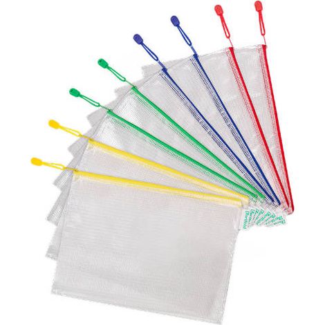 PACK DE 8 BOLSAS ZIPPER MULTIUSOS PVC - CON CIERRE CREMALLERA A4 SURTIDO TARIFOLD 509009