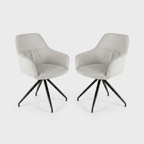 Set 2 sedie imbottite in tessuto con braccioli Celeste - Grigio (1/5)