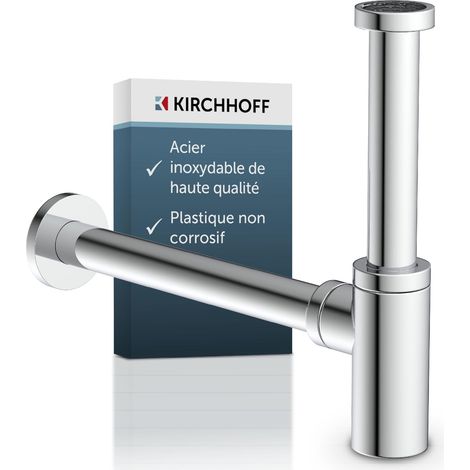 Siphon Bonde de Lavabo Anti-Odeurs, Plastique, Chromée (1/5)