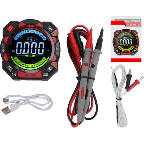 Multimètre numérique, testeur de tension NCV 6000 points avec écran LCD rétroéclairé VA, maintien des données, lampe de poche, détection de fil sous tension, test de cycle de service de fréquence de t (1/5)