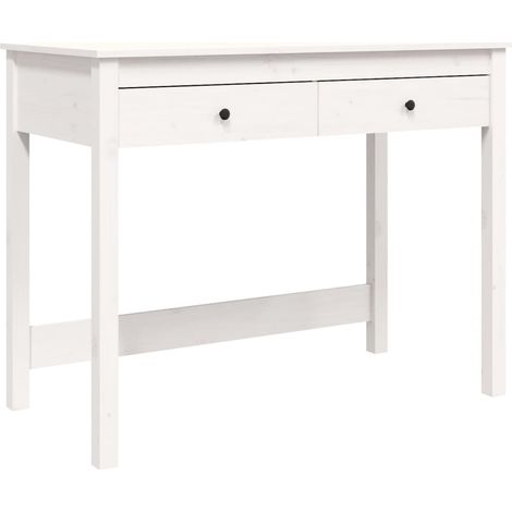 MAISON LA VIE Bureau D'ordinateur - Bureau Informatique - avec tiroirs Blanc 100x50x78 cm Bois massif de pin