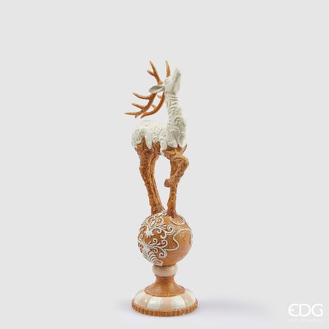 EDG Enzo De Gasperi Decoro Natale Renna Marzapane H 38 Cm Hazelnut