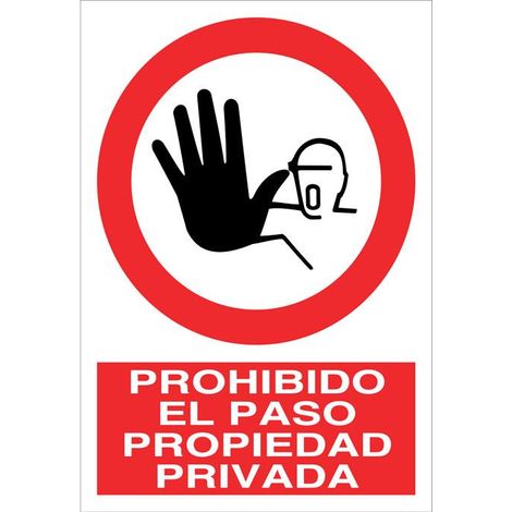 Señal poliestireno 210x148mm pictograma prohibido paso propiedad privada
