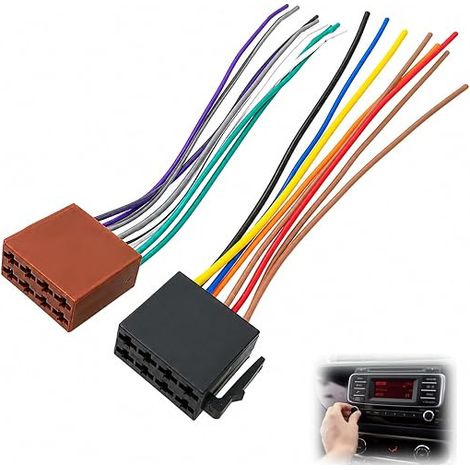 Connecteur DIN ISO Autoradio Faisceau 16 Broches pour Voiture, Adaptateur Alimentation Haut-Parleur Universel, Compatible pour Installation Radio Facile (1/5)