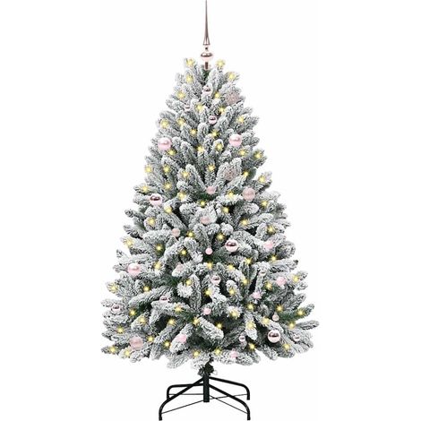 Sapin de Noël  Arbre de Noël artificiel Vert et blanc 150 cm PVC et métal (1/5)