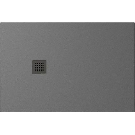 Receveur de douche en marbre coulé TRENECA 120x80cm, découpable selon vos demandes, gris mat (1/4)