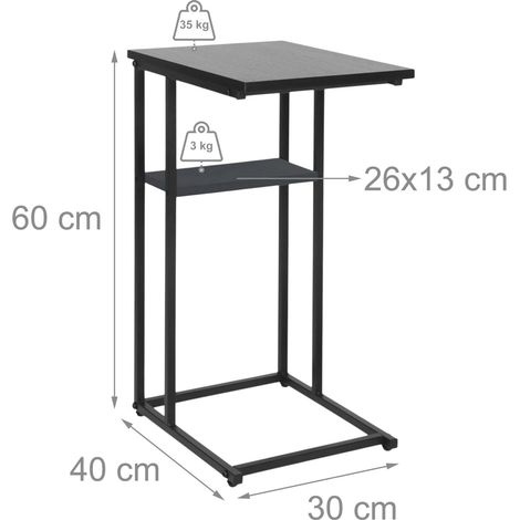 Pratico tavolino rettangolare da appoggio per divano 60 x 40 x 60 cm in metallo nero 130017799