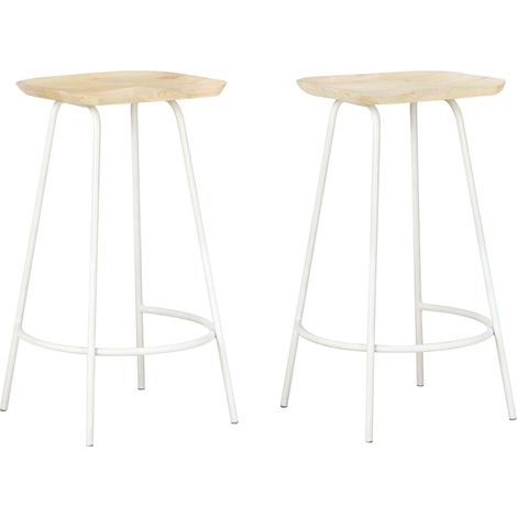 Lot de 2 Tabourets de bar,Chaises hautes de bar luxueuses bois de manguier massif -80601 (1/5)