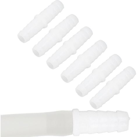 10 Pièces Connecteur de Tuyau en Plastique, 6mm Droit égal épisseuse bBarbelé Mender Joint Union Adaptateur Raccord pour Tuyau de Pompe (6-6mm direct) (1/5)