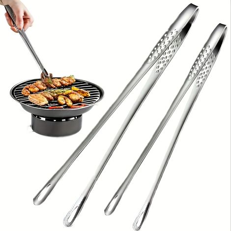 Pinces de barbecue multifonctionnelles en acier inoxydable (2 pièces) - Idéales pour le barbecue, la pâtisserie et le camping (1/5)
