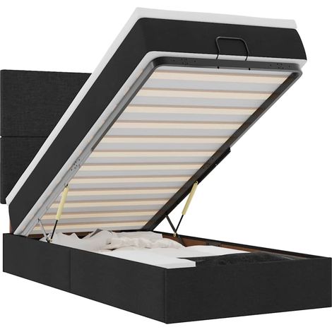 Maison Exclusive - Estructura de cama otomana colchón tela negro
