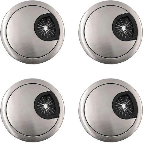 Lot de 4 passe-câbles en alliage de zinc, 60 mm, pour bureau d'ordinateur. (1/5)