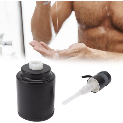 Handseifenflasche aus Edelstahl, Seifenspender, schwarze Duschgel-/Shampoo-Flasche, Luxus-Pumpspender, runde schwarze Flasche. (1/5)