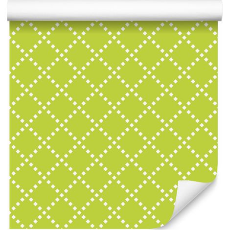 Carta da parati con motivo geometrico color lime, sfondo lime 50x1000 cm (1/5)