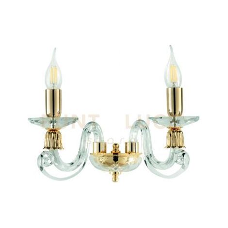 APPLIQUE 1306 2 LUCI TRASPARENTE E ORO ATTACCO E14 L.36CM