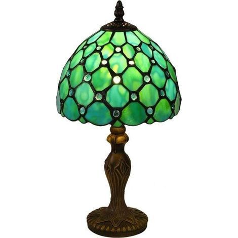 Vintage Tiffany Tischleuchte, 37 cm – Dekorativer Glasschirm – E27-Fassung – Für Schlafzimmer, Wohnzimmer, Büro – Inklusive LED-Leuchtmittel (1/5)