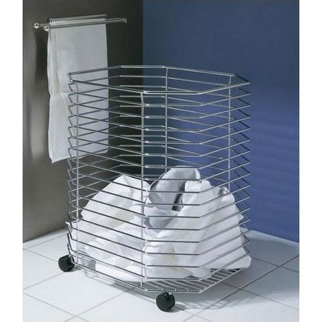 Panier à linge sur roulettes - Décor : Chromé - Matériau : Acier - Profondeur : 400 mm - Hauteur : 535 mm - Largeur : 455 mm - KESSEBOHMER