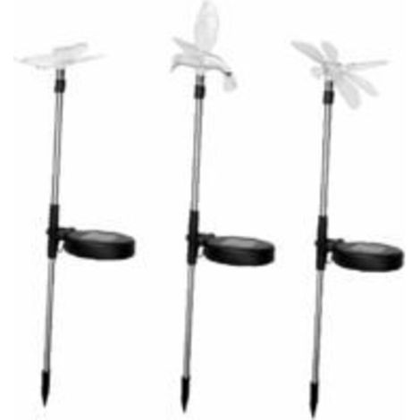 Lot de 3 Lampes Solaires - Papillon et Libellule - LED Autonome avec Panneau Solaire - Pour Jardin Extérieur et Décoration Festive - Dimensions Uniques (1/4)