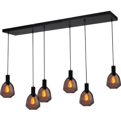 Lampe suspendue 6 lumières - noire - Porto avec des lunettes rouges Nicolette - 2711-05-05-130-25613