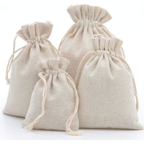 Sacs En Coton - 13x18 Cm - Avec Cordon De Fermeture - Pour Bijoux Cadeaux Thé Et Loisirs Créatifs - Lot De 25 (1/4)
