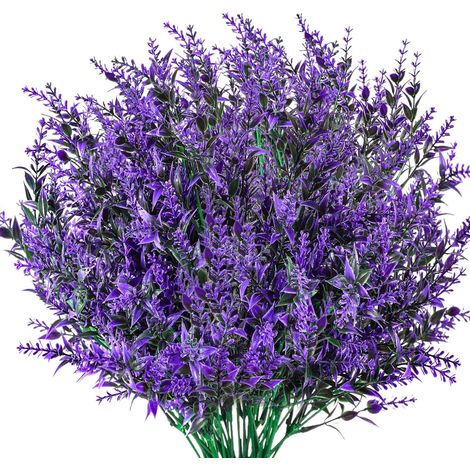 Künstliche Lavendelblumen, künstliche Blumenstrauß-Dekoration, gefälschte künstliche Pflanzen für den Innen- und Außenbereich, Hochzeit, Gartendekoration – 6 Stück/Lila (1/5)