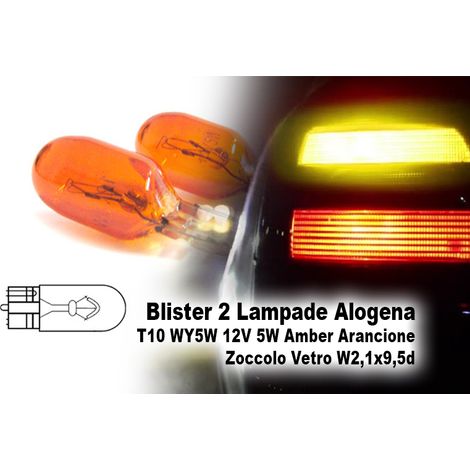 Blister 2 Lampade Alogena T10 WY5W 12V 5W Amber Arancione Zoccolo Vetro W2,1x9,5d (1/3)