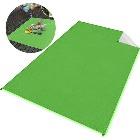 Tapis de pique-nique d'extérieur - 210 x 150 cm, vert militaire, recouvert d'argent (1/5)