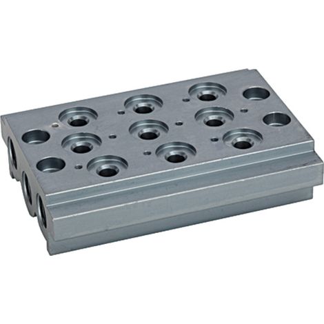Riegler Mehrfach-Grundplatte für Wegeventile, 4 Ventilpositionen, G 1/4 (1/2)