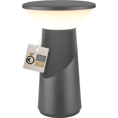 Briloner Lampada da tavolo senza fili 15x24 cm 2,6 W 200 lm 2700 K bianco caldo dimmerabile design award antracite - Lampada da comodino soggiorno camera da letto balcone