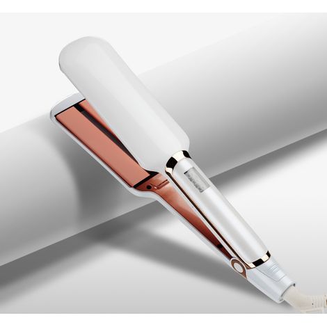 (Blanc, norme européenne) Lisseur à cheveux grand format avec fonction boucler et friser, usage domestique, écran LCD (1/5)