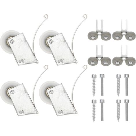 4 Ensembles Kit Roulettes Porte Coulissante pour Placard Roulette Silencieuse Roulement à Billes Résistant Corrosion Adapté aux Portes de Cuisine et Armoire (1/5)
