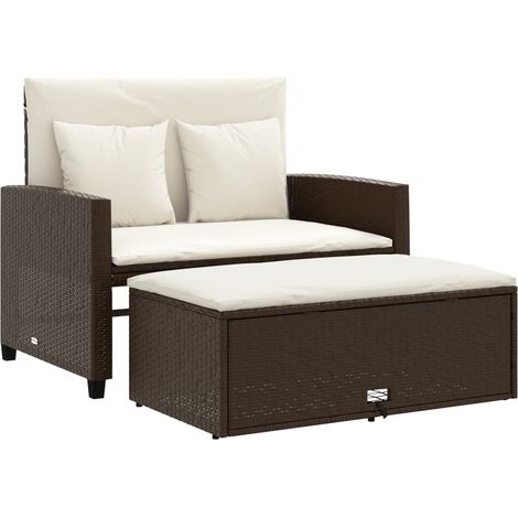 Maison Exclusive - Divano da Giardino a 2 Posti con Cuscini in Polyrattan Marrone