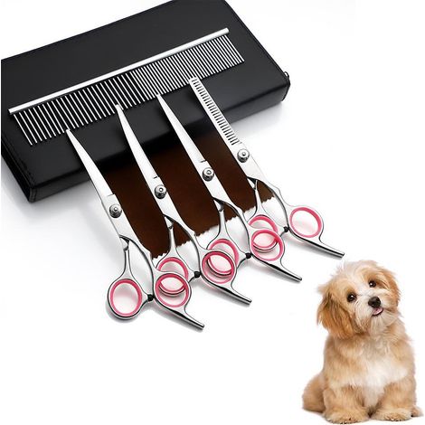 Ensemble de ciseaux de toilettage rose professionnel pour chiens (1/4)